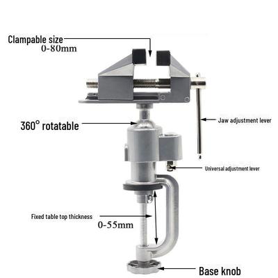 Universal DIY 360 ° drehbarer Tischschraubstock aus Aluminiumlegierung mit Flachzange