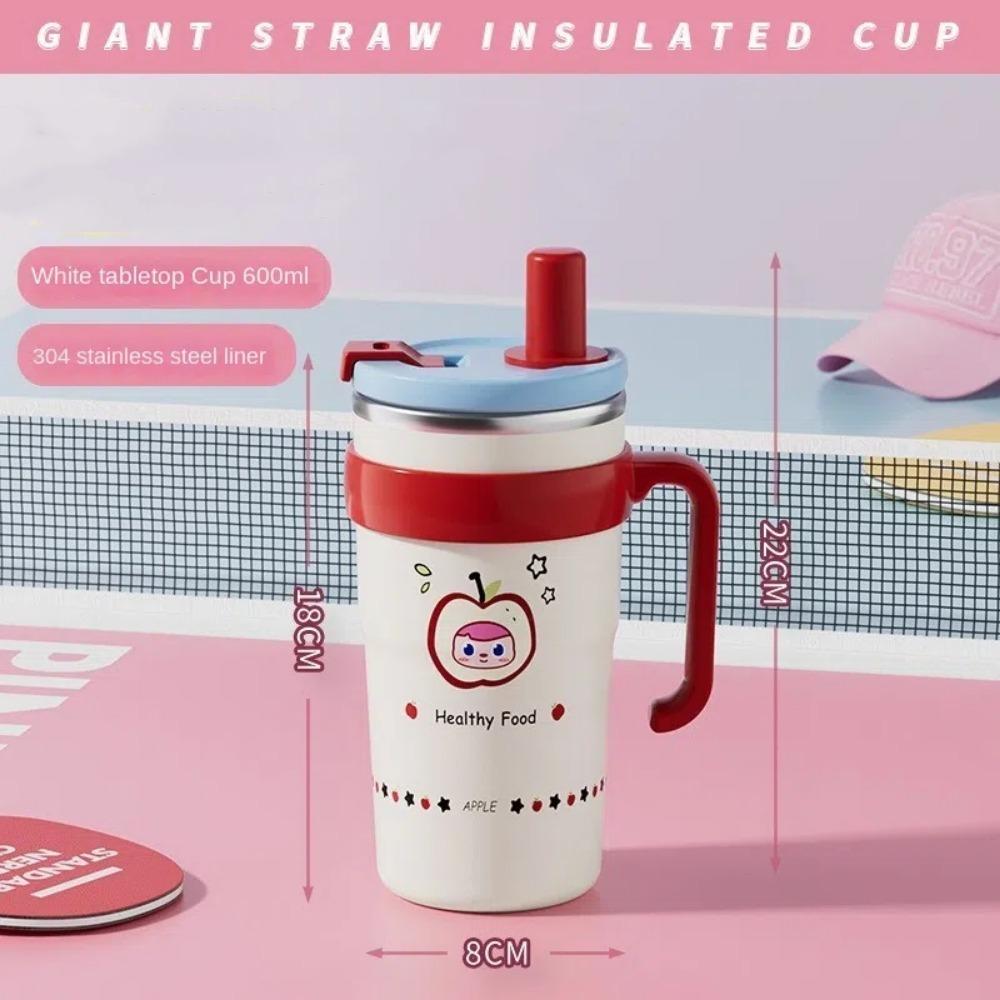 Double Drink Vacuum Cup Large Capacity Cold Water Mug Portable Suction Tube Cup  Drinkware