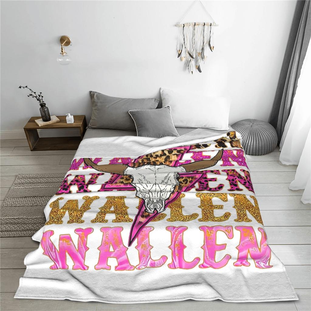 Morgan Wallen Bull Skull Blanket Soft Warm Flannel Throw Blanket Bedding for Bed Living Room Picnic Travel Home Couch