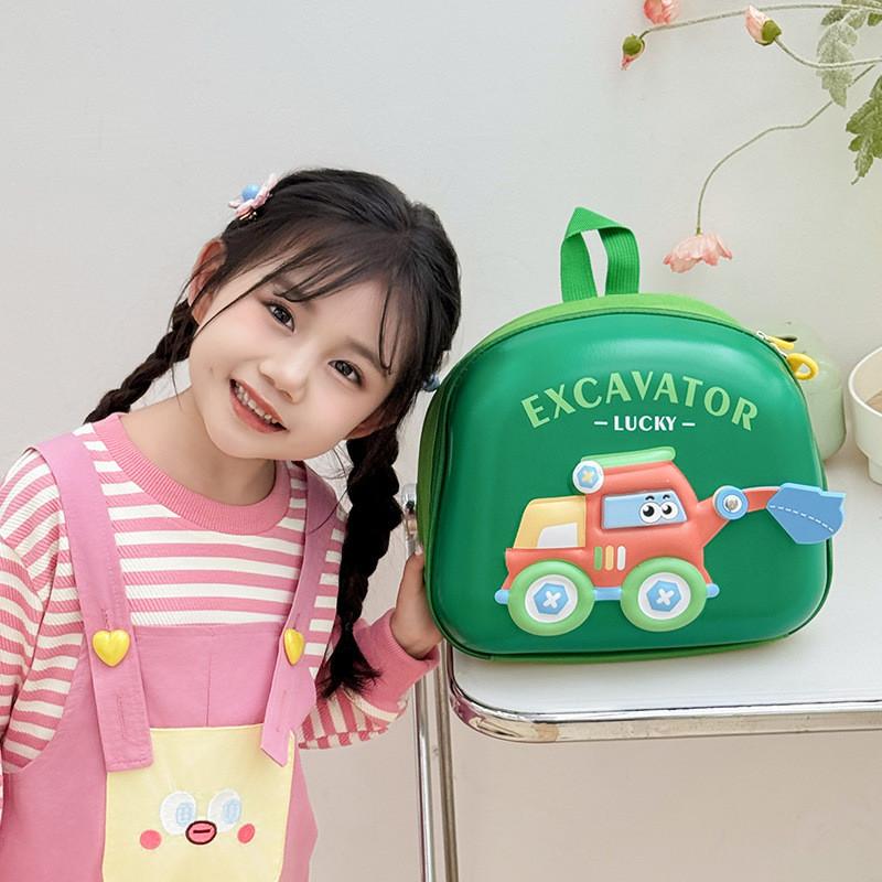 Playful And Stylish Childrens Backpack With Excavator Print Soft Oxford Fabric For Boys And Girls