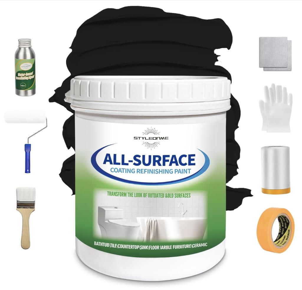 Ceramic Refinishing Paint Kit for Bathtub Sink Toilet Bathtub Wall Coating, Also Works On Glass, Metal & Wood Surfaces.