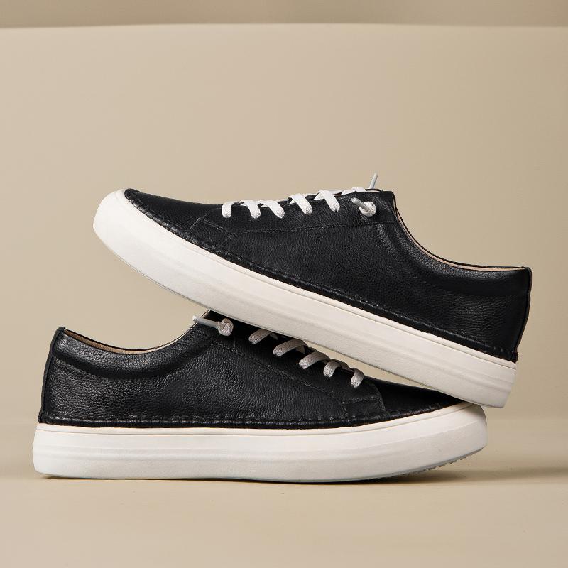 Genuine Leather Mens Shoes Luxury Outdoor Driving Shoes Fashion Handmade Man Skateboard Footwear Versatile Simple Comfy Sneakers