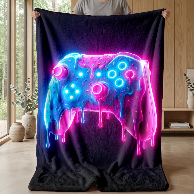 Neon Gaming Ausrüstung Thema Decke Leicht Warm Flanell Decke Dekorative Überwurfdecke für Hausdekoration
