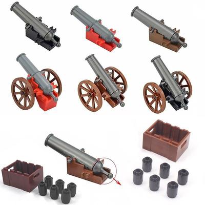 Medieval Military Cannon Small Particle Soldier Figurine Building Block Pirate Ship Artillery Scene Ornament Toy