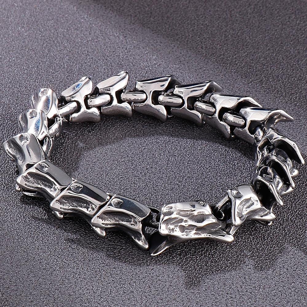 Massive 16MM Wide Dragon Spine Chain Bracelet for Man 316l Stainless Steel Bracelets Viking Punk Jewelry Gothic Men's Gifts