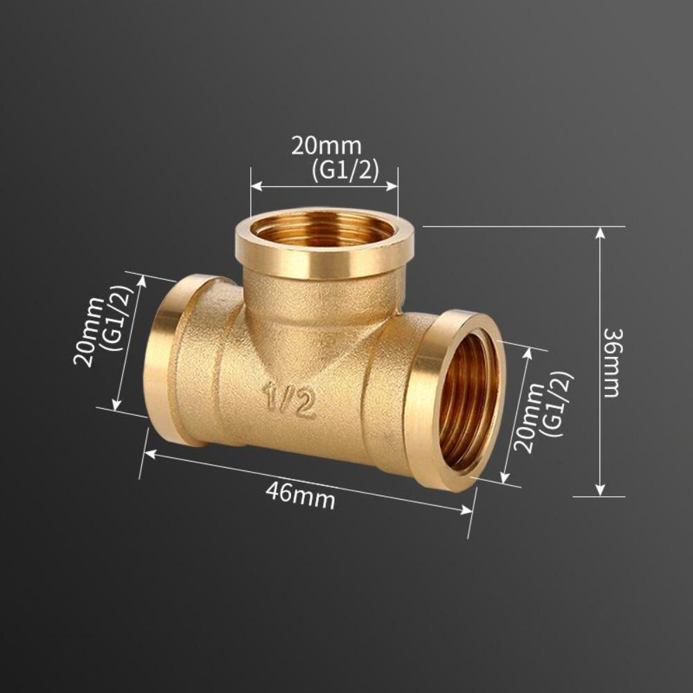 New 1/2 BSP Pneumatic Plumbing Connector Tee Type Male/Female Thread Brass Pipe Fitting Copper Fittings