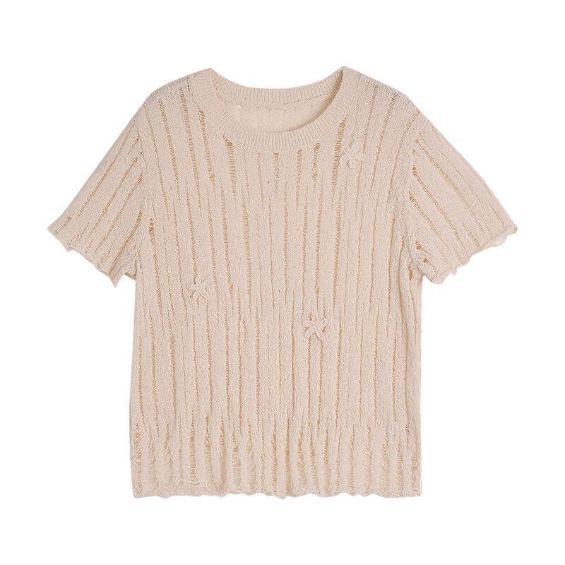 Women's Summer Hollow Knit Short Sleeve Top