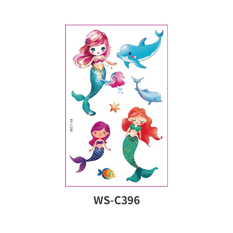 Waterproof Cartoon Princess Tattoo Set - Mermaid Theme for Kids
