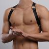 Men's Leather Body Harness with Adjustable Straps and Metal O-Rings for Fashion, Parties, and Clubwear