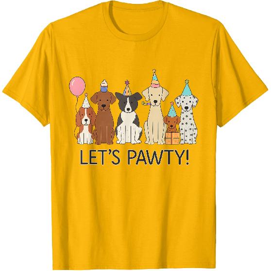 Let’s Pawty Cute Dogs Party Celebration T-Shirt