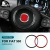 Real Hard Carbon Fiber Sticker For Fiat 500 Abarth 595 695 2008-2021 2022 2023 Car Steering Wheel Center Interior Accessories