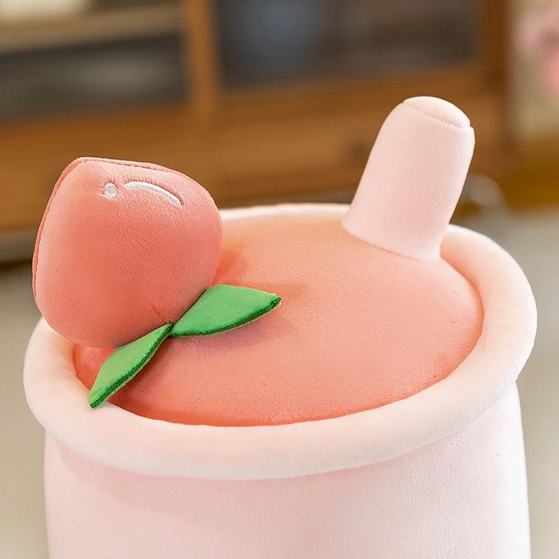 Creative fruit milk tea cup plush toy watermelon peach fruit cup throw pillow ragdoll doll girl gift