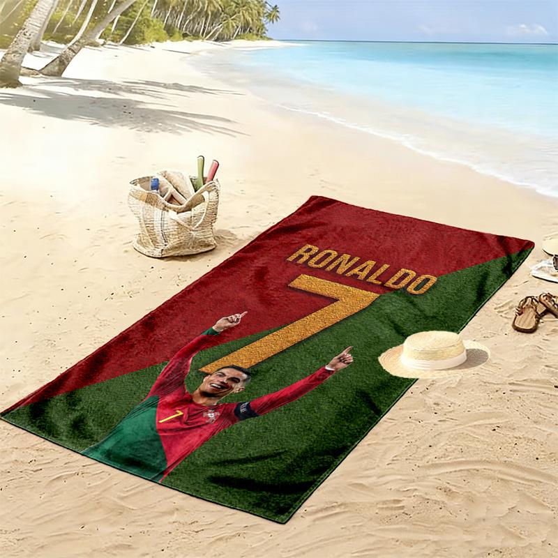 Cristiano Ronaldo Print Strandtuch, Großes Weiches Schnelltrocknendes Handtuch für Strand Camping Schwimmen