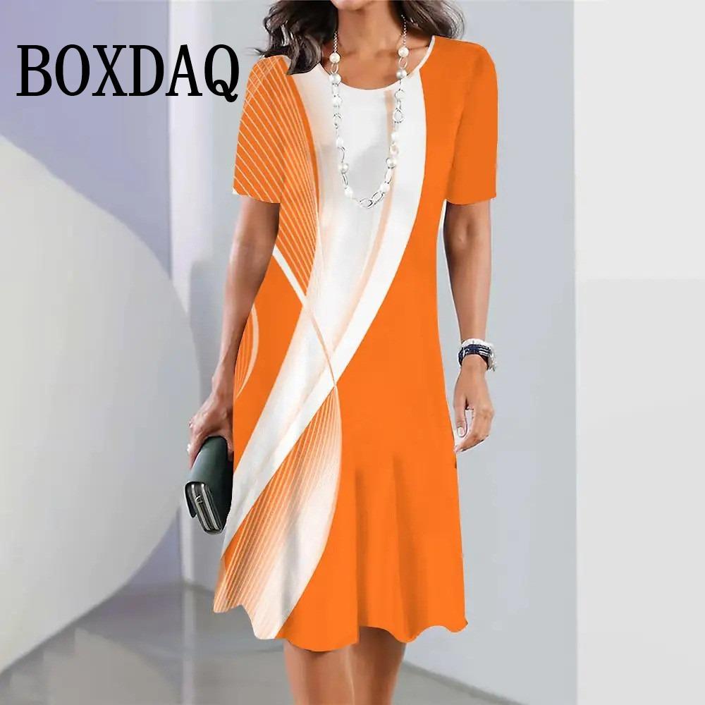 Plus Size Women Dresses Summer Fashion Gradient Printed Dress Casual Street Short Sleeve O-Neck Loose A-Line Dress Big Sizes