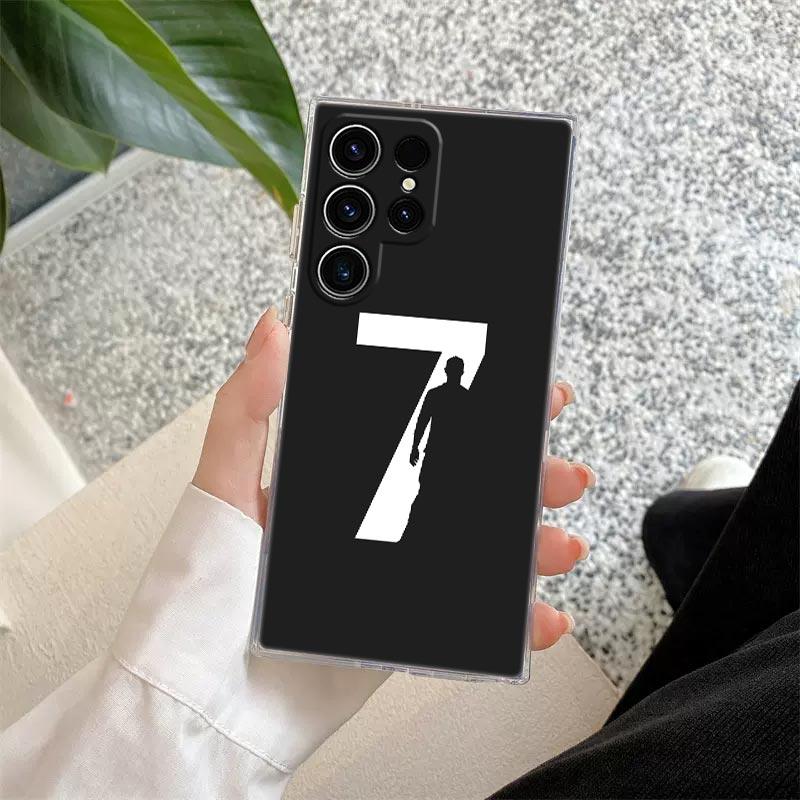 

C-R-7 Dark Football Clear Case For Samsung Galaxy S26 S25 S24 S23 Ultra S20 S21 FE S22 Plus S26 Ultra S25FE 5G Soft Phone Cover Galaxy S20