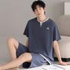 Pajamas Men's Summer Cotton Short Sleeve Shorts 1011 New Summer Thin Outer Wear Men's Large Size Loungewear Set