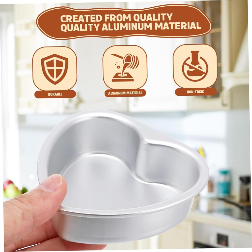 2Pcs Heart Shaped Cake Pans Aluminum Pans With Removable Bottom, Kitchen Baking Bread Cheesecake Non-Stick Cake Mold Heart-Shape Cake Tray For DIY,