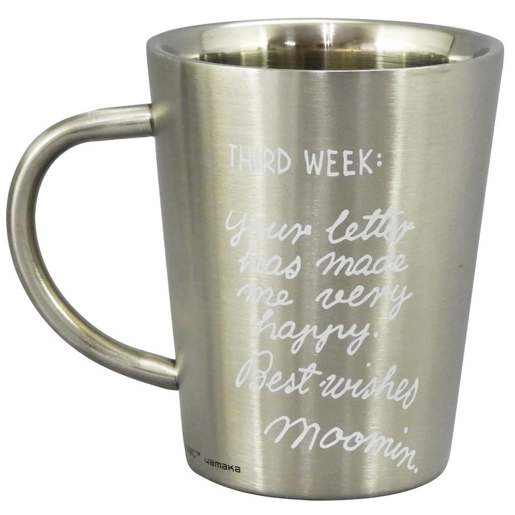 Taza de Acero Inoxidable MOOMIN Doble Estructura 360ml Letra Moomin Productos Escandinavo Regalo de Día Vajilla Regalo de Boda Yamaka Shoten Aprox.