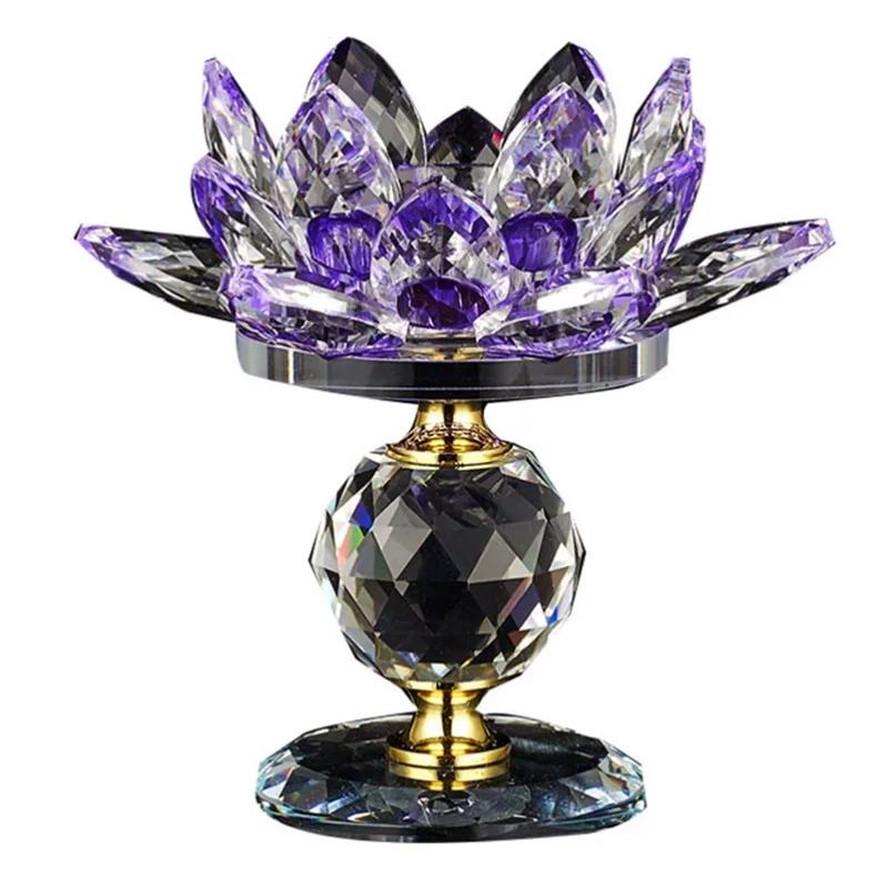 Household Colorful Crystal Lotus Candlestick, Butter Lamp Holder, Buddha Offering Lamp, Interior Decoration, Buddha Hall, Prayer