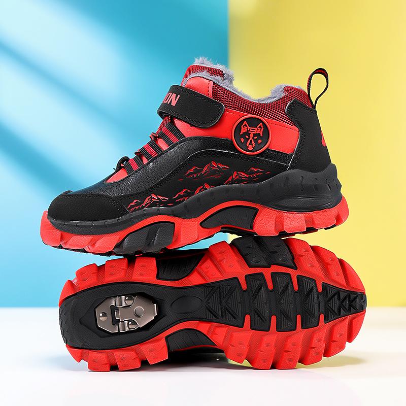 Winter Boots Kid's Snow Boots with Plush Anti Slip Wolf Claws Hiking Cotton Shoes