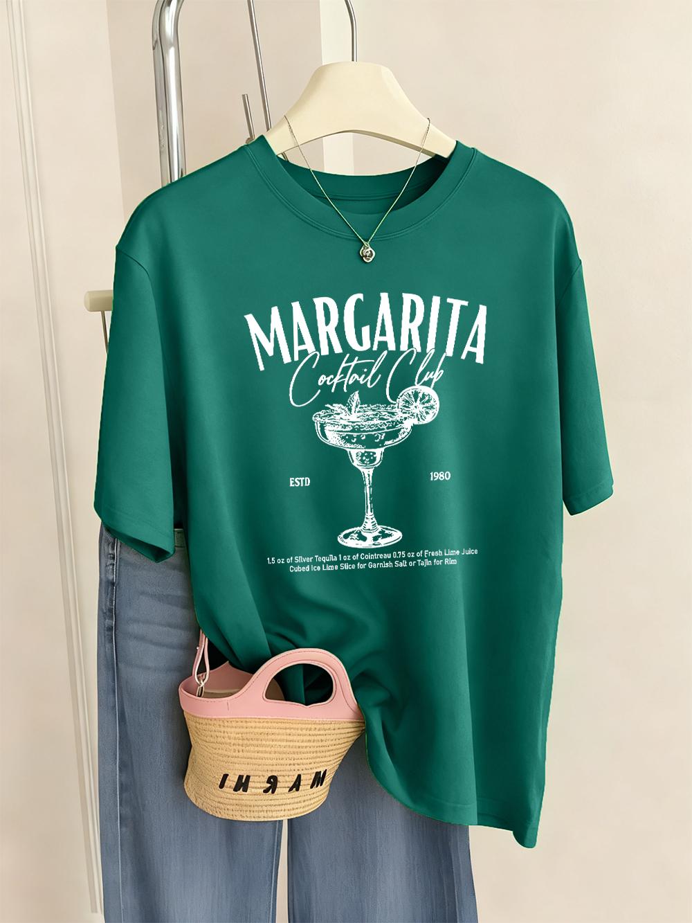 

Margarita Cocktail Club Printing TShirt Womens Basics Comfortable T Shirts ONeck Soft Short Sleeve Tops Summer Loose Clothes 4XL