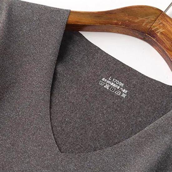 2 Pcs/Set Men Winter Thermal Underwear Long Johns Set Plus Size V Neck Slim Fit Elastic Fleece Keep Warm Thick Thermo Homewear Pajamas Bottoming Set