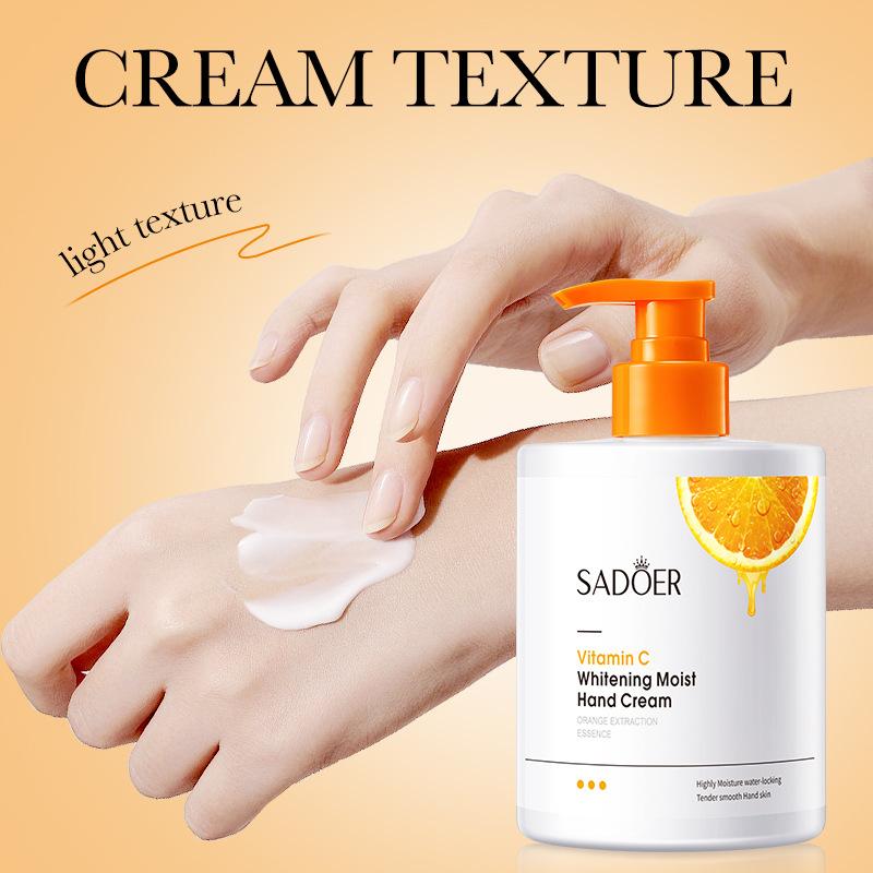 Pump Head Hand Cream 450g SADOER Vitamin C Aloe Vera Whitening Large Capacity