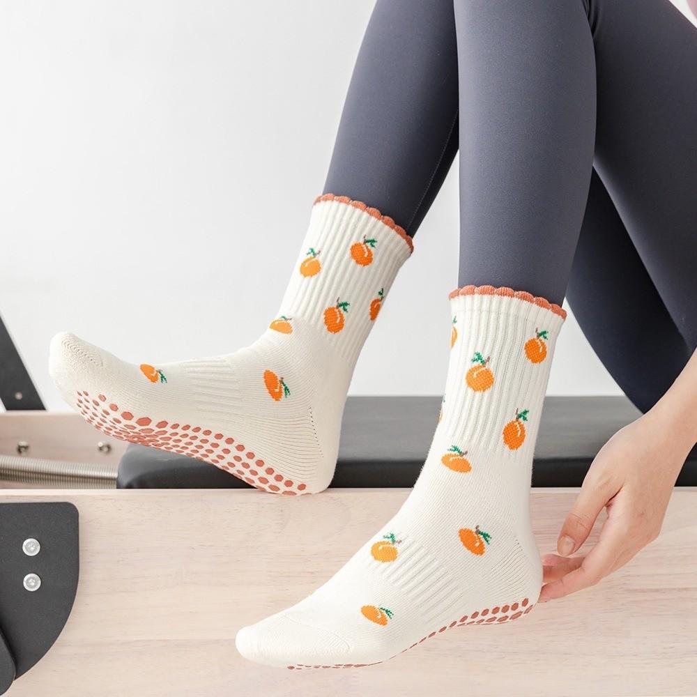 Non-Slip Yoga Socks Cartoon Embroidery Floor Socks Professional Pilates Socks  for Women