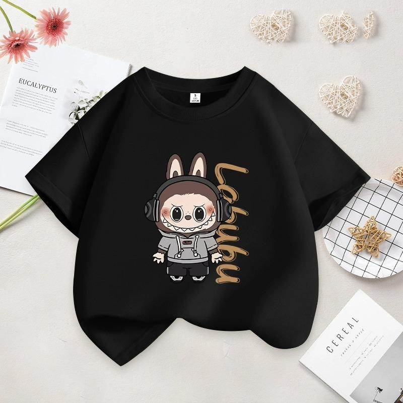 Kreslená grafika Dětská Dámská LABUBU Potištěné Tričko Léto Dámská Móda Dívčí Tričko s Krátkým Rukávem Top Pulovr Oblečení