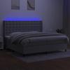 VidaXL Slat Bed Base with Mattress and LEDs, Upholstered Bed with Headboard, Double Bed, Adult Bedroom Bed, 3138661