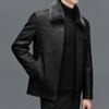 Thickened Genuine Leather Jacket for Men, Sheepskin Lapel Leather Jacket, Warm Casual Down Jacket, Fur Integrated Jacket