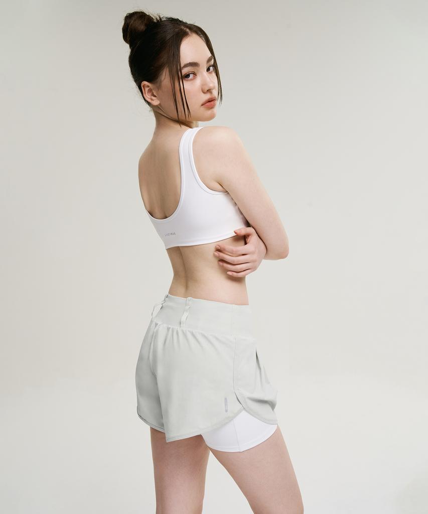Leijibi Air Cooling 2-In-1 Leggings Shorts Sports (Water, Running, Workout, Gym) Two-In-One Shorts W Gray
