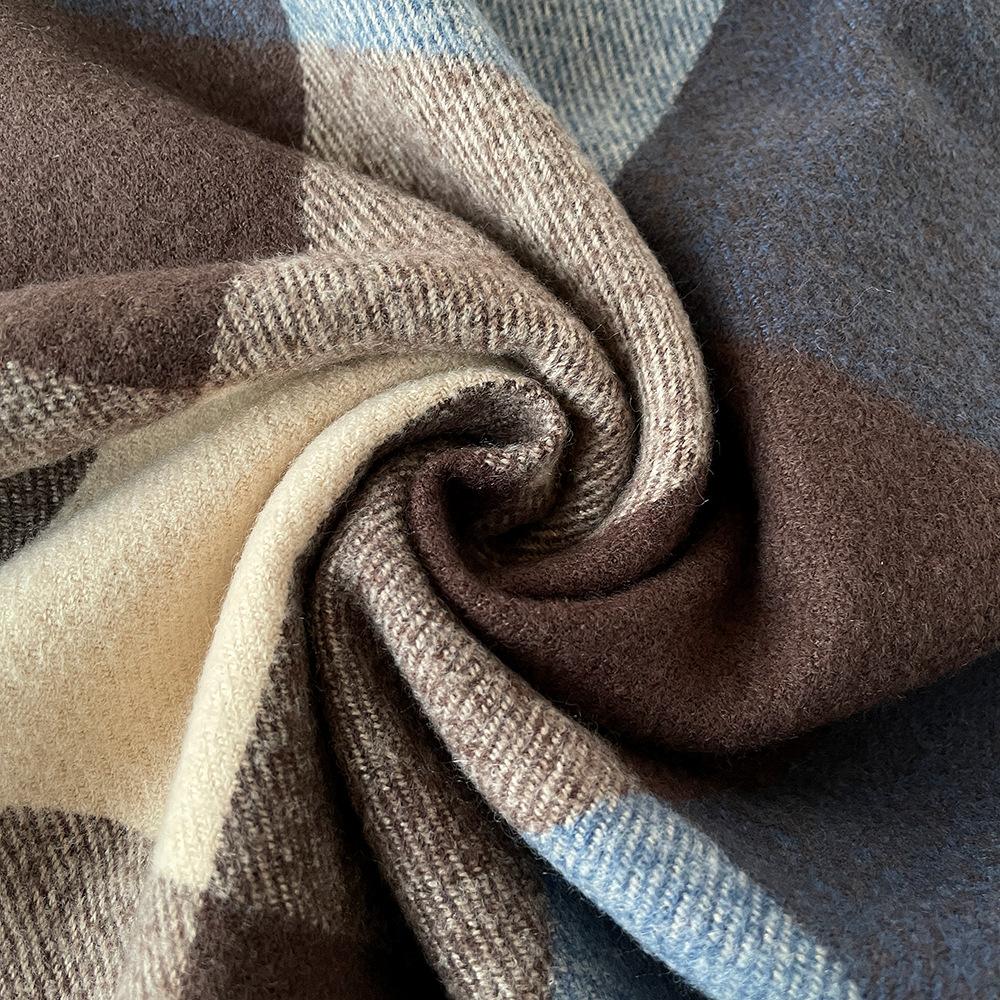 Checkered Black and White Warm Scarf Men's Autumn and Winter Scarf Simple and Trendy British Style Imitation Cashmere Shawl