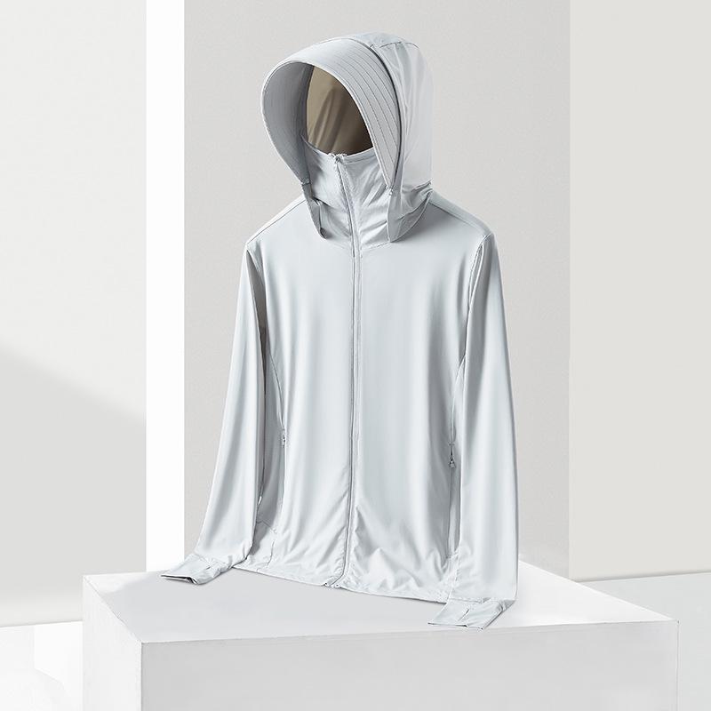 UPF50+ Ice Silk Sun Protection Clothing, Couple Style Anti-UV Hooded, Cooling & Breathable, Unisex Summer Sunscreen Wear.