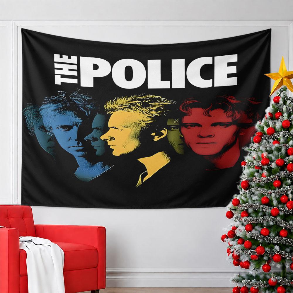 "The Police Band Colorful Portrait Design" Pattern Wall Hanging Tapestry Decorative Tapestry Home Decor for Bedroom and Living Room