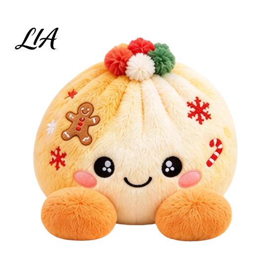 Plush Dumpling with Legs Stress Relief Toy Steamer, Stuffed Smiling Reducing Desk Accessories Squeeze Toy, Cartoon Plushie for Kids Adults Desktop