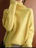 New In Autumn Winter Women Turtleneck Sweaters Full Sleeve Pullovers Spliced Thick Sweater Lozenge Elegant Lady Solid Outwear