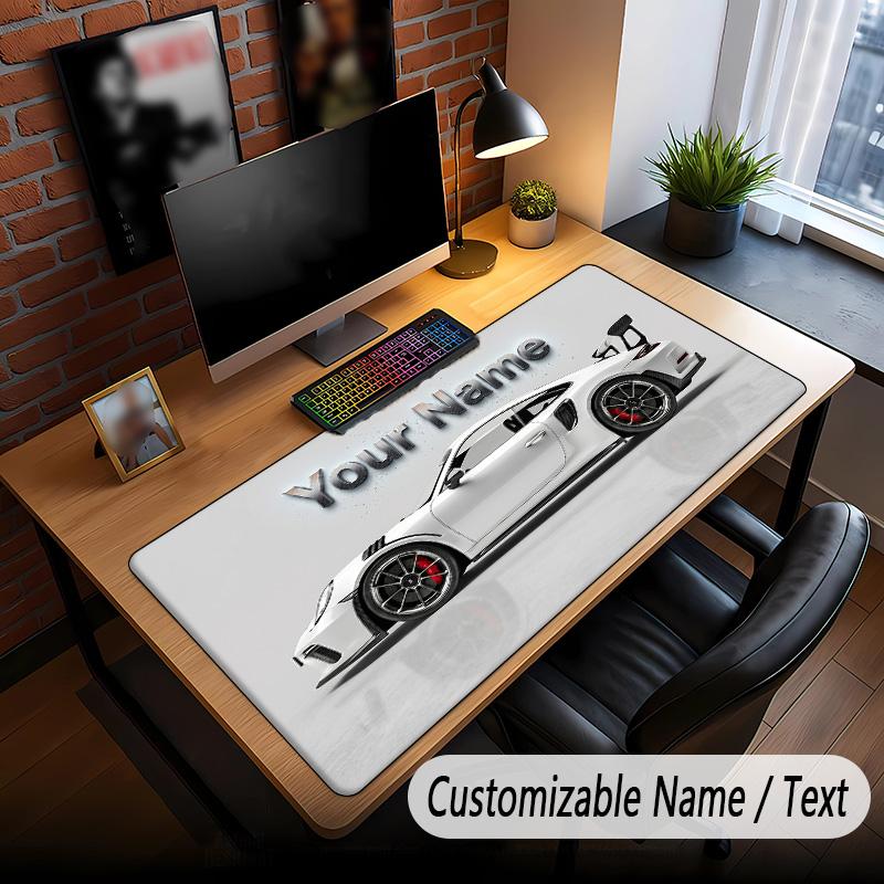 Car Racing Theme Custom Mouse Pad Personalized With Name Text Customized Desk Mat For Office Home Decor