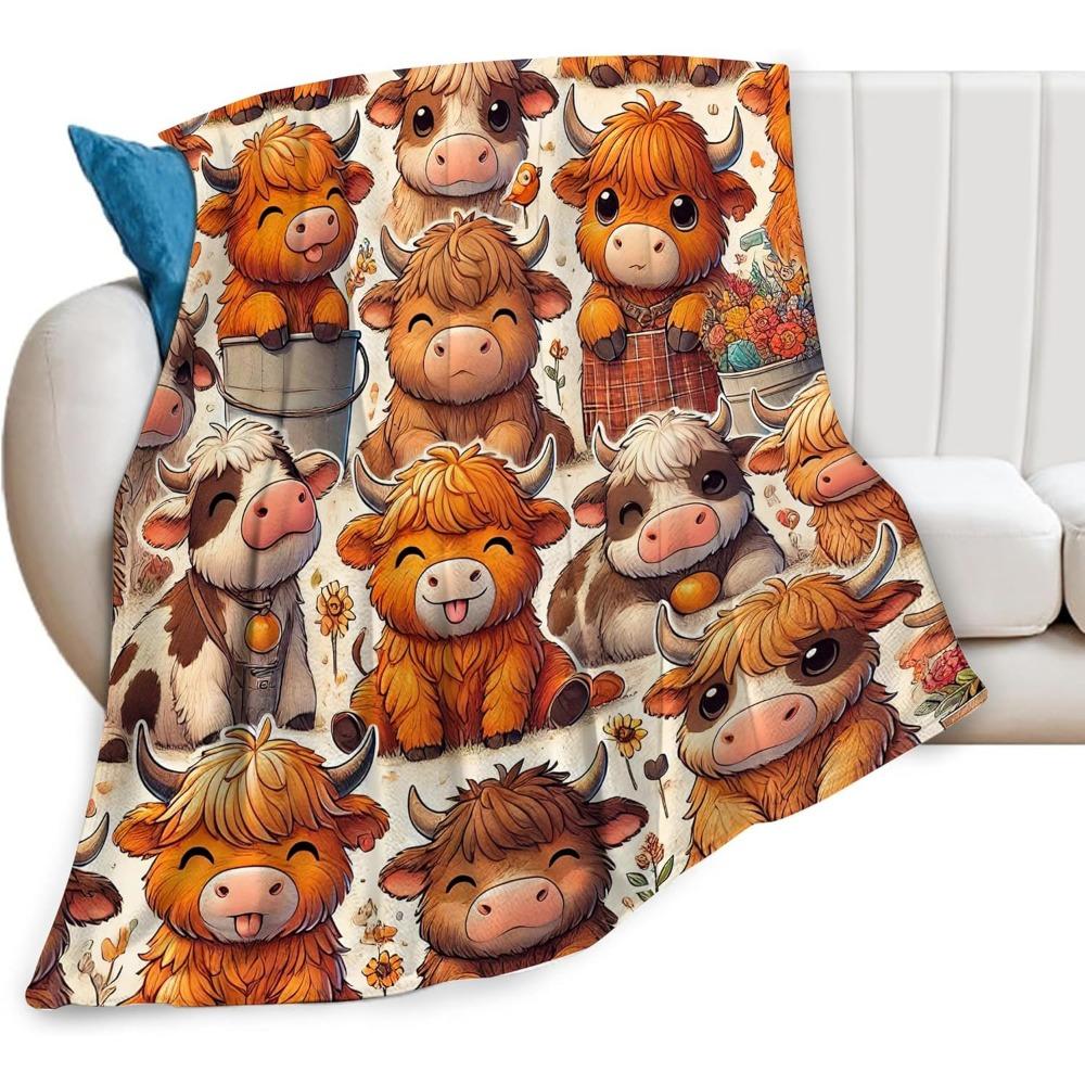 Dekorative Decke mit Highland-Kuh-Muster für Sofa, Bett, Heimdekoration, Reisen und Wohnzimmerdekoration