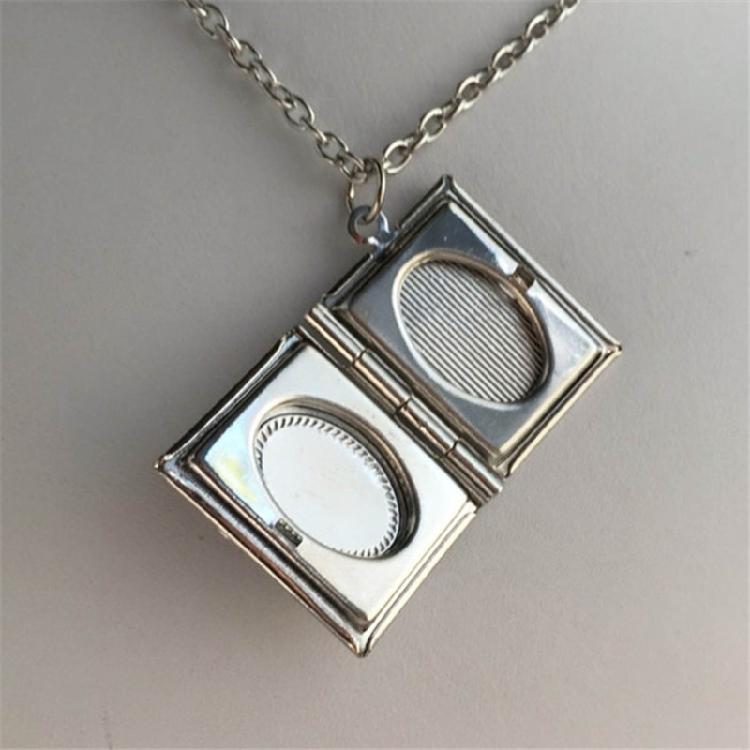 Dainty Book Locket Necklace Personalized Pendant Sweater Chain for Daily Wear