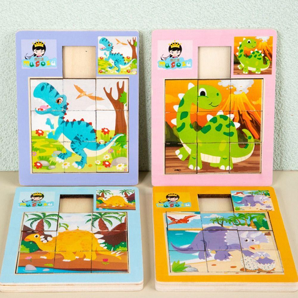 

Dinosaur Animal Sliding Puzzle Movable Jigsaw Toy Cartoon Kids Birthday Gift J
