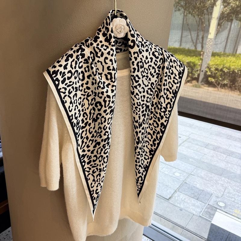 Spring and Autumn Premium Triangle Scarf Double Layer Satin Korean Edition Small Shawl Silky Smooth Foreign Style Neck Protection Silk Scarf Scarf