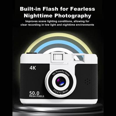 Retro Style Mini HD Digital Camera Dual Lens Portable Compact Camera 16x Zoom Photography Camera Photo Video Camera for Travel