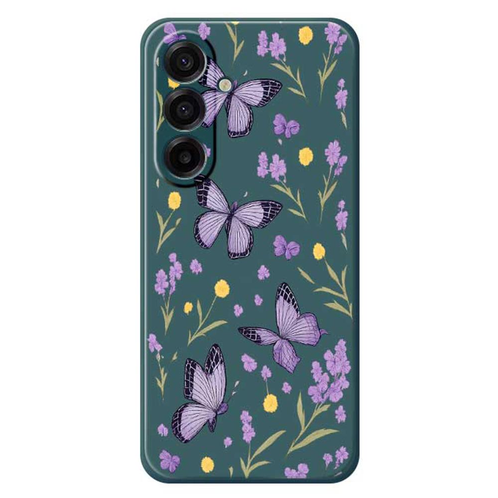 

For Samsung Galaxy A17 5G/4G Case Purple Butterflies Pattern Printing Straight Edge TPU Phone Back Cover