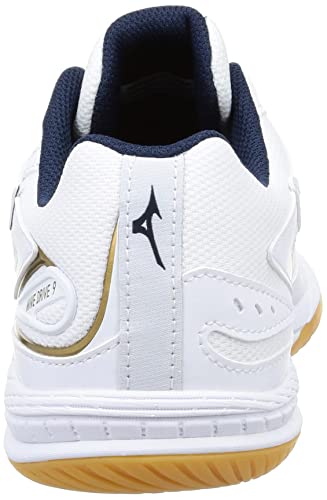 Mizuno Wave Drive 9 Table Tennis Shoes, Lightweight, Grip, White/Navy/Gold, Size 25.5 cm, 2E