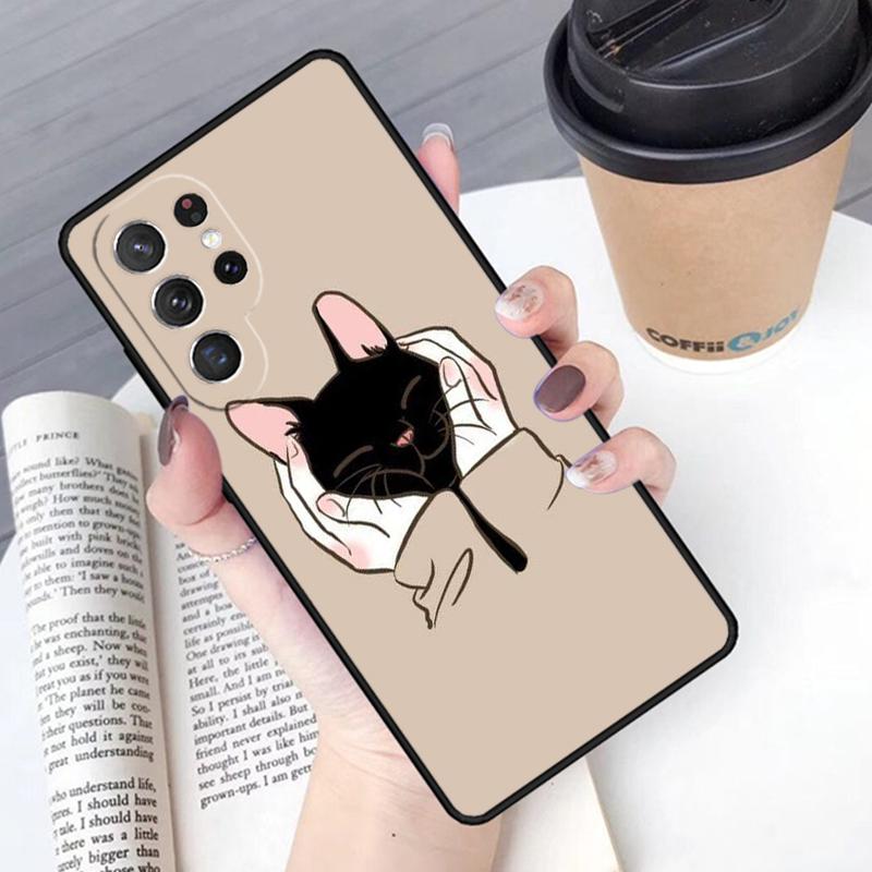 Black Cat phone case Cover For Samsung Galaxy S24 S25 Ultra S21 S22 Ultra S10E Note 10 Plus Note 20 FE S23