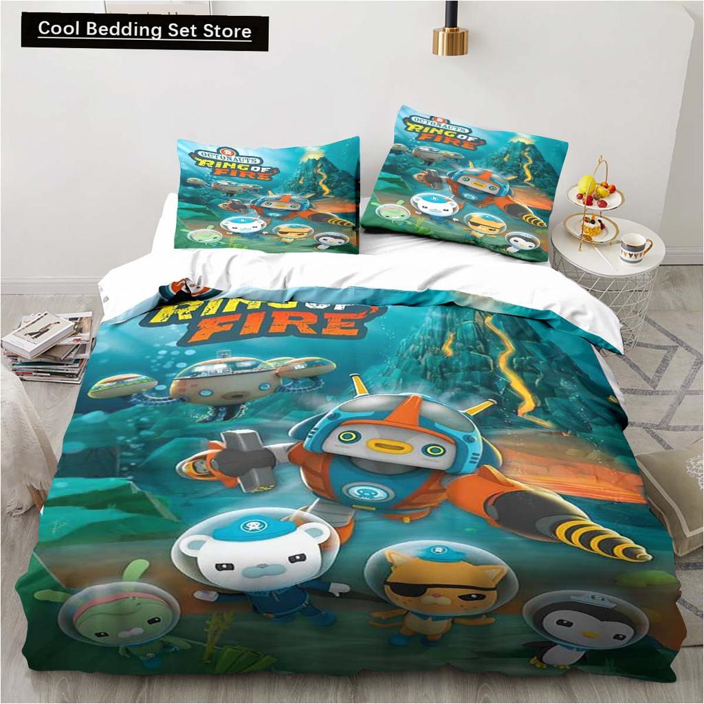 New 3D Cartoon Octonauts 2/3PCS Bedding Set Bedroom Single Double Bed King Size Quilt Cover And Pillowcase Kid's Birthday Gift