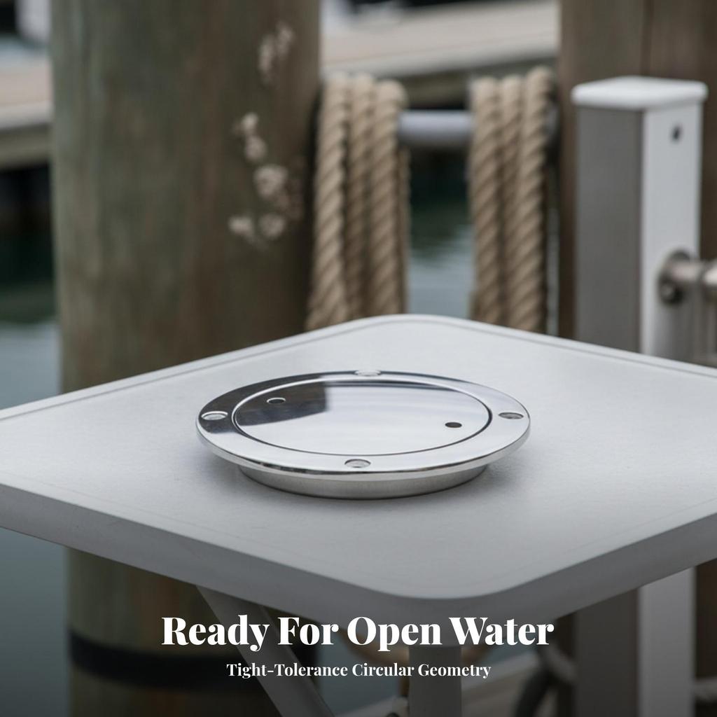 Easy to Install Boat Deck Plate | Polished Stainless Steel, PreDrilled Screw Holes 3 Inch