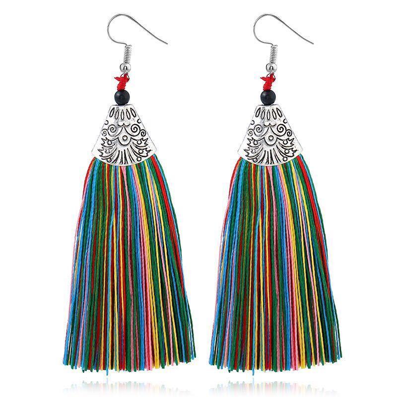 LOVBEAFAS Ethnic Fringe Tassel Long Earring Beads Statement Brinco Dangle Drop Earrings For Women Fashion Jewelry Bijoux Femme