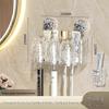 Wall-Mounted Suction Cup Toothbrush & Toothpaste Holder Set with Tooth Squeezer and Cup for Family Bathrooms